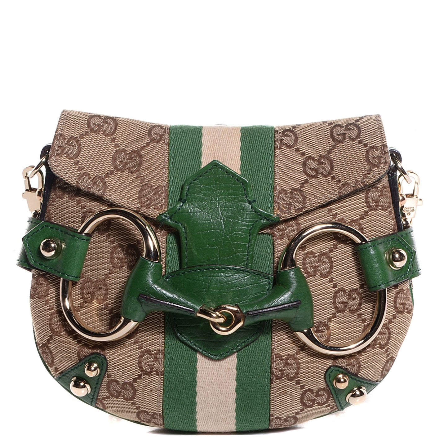 Monogram Web Horsebit Flap Bag Green