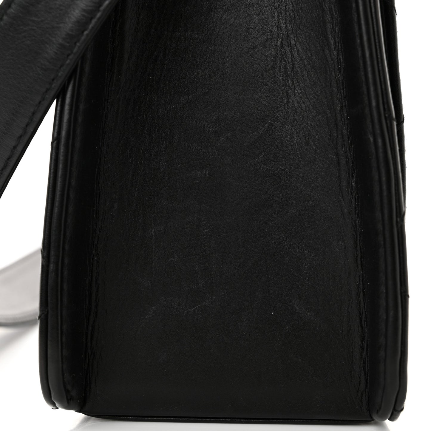 Lambskin Stitched Shoulder Flap Bag Black