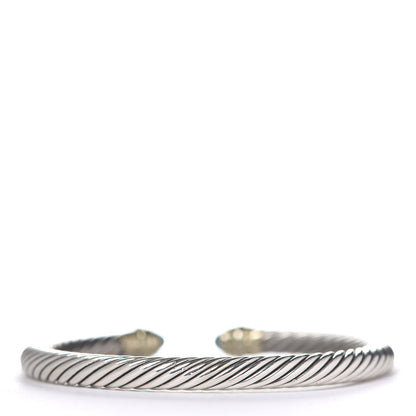 David Yurman Sterling Silver 14K Yellow Gold Blue Topaz 5mm Cable Classics Petite Color Bracelet 3 of 5