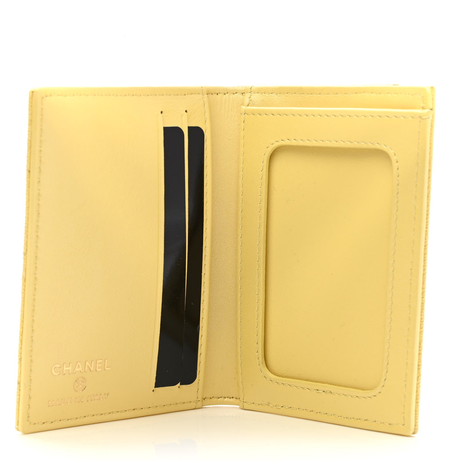 Chanel Caviar Quilted Card Holder Wallet Yellow 5 of 7