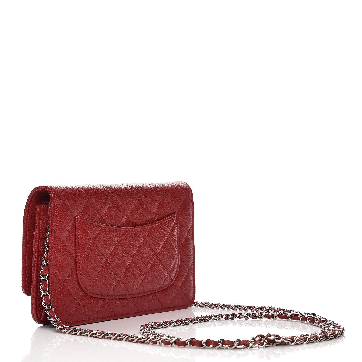 Chanel Caviar Quilted Wallet on Chain WOC Red 3 of 18