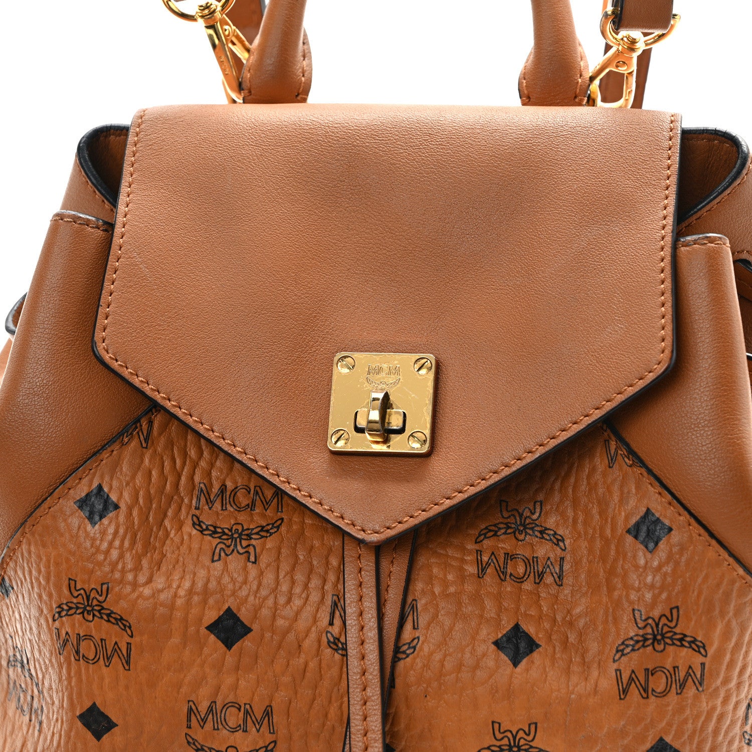 MCM Visetos Small Essential Backpack Cognac 11 of 13