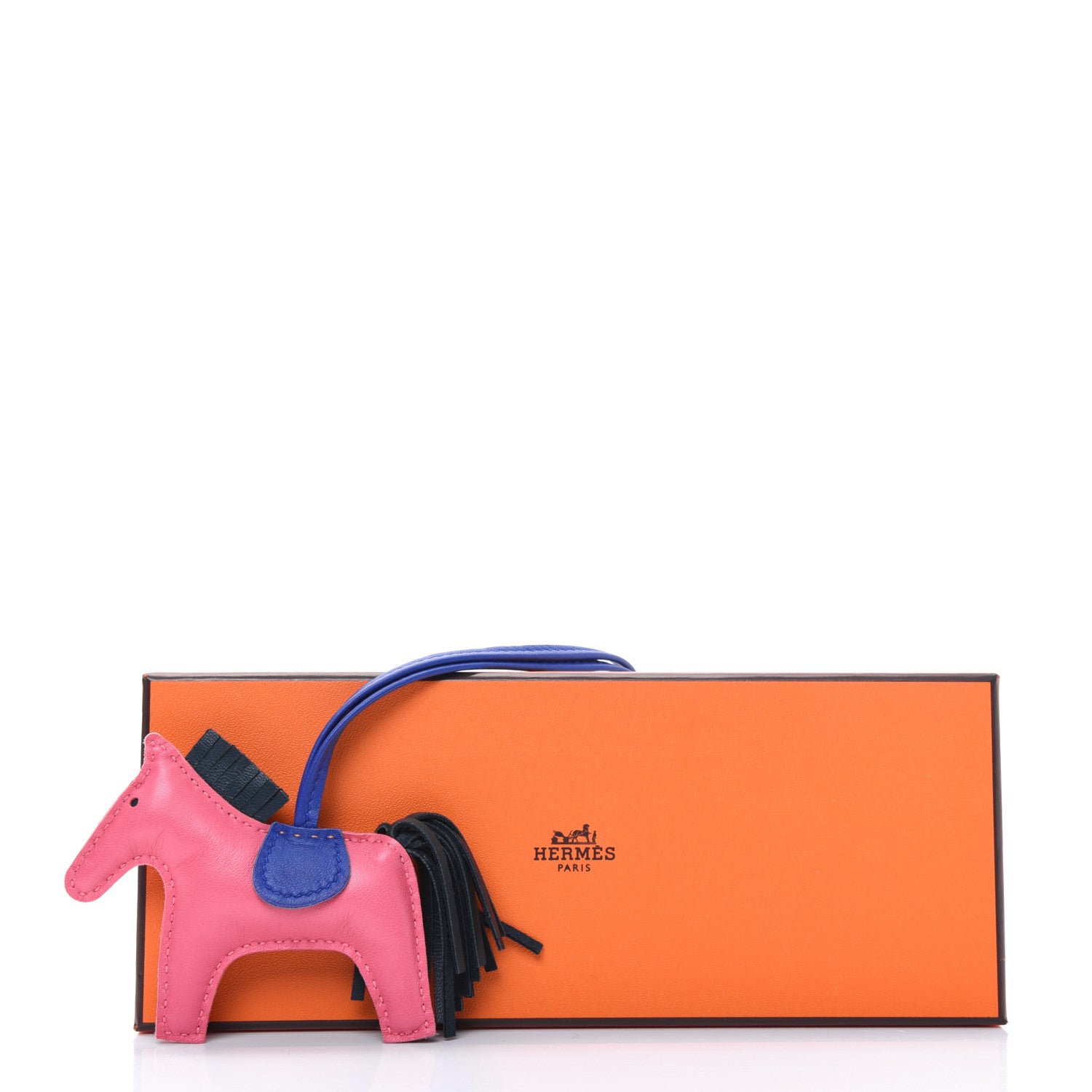 Hermes Milo Lambskin Grigri Rodeo Horse Bag Charm PM Rose Azalee Vert Cypress Bleu Electrique 5 of 5