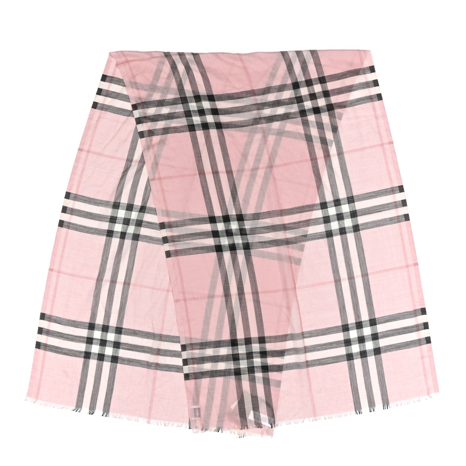 Burberry Silk Wool Gauze Giant Check Scarf Ash Rose 2 of 4