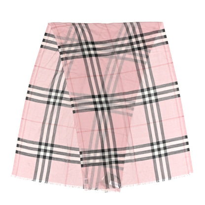 Burberry Silk Wool Gauze Giant Check Scarf Ash Rose 2 of 4