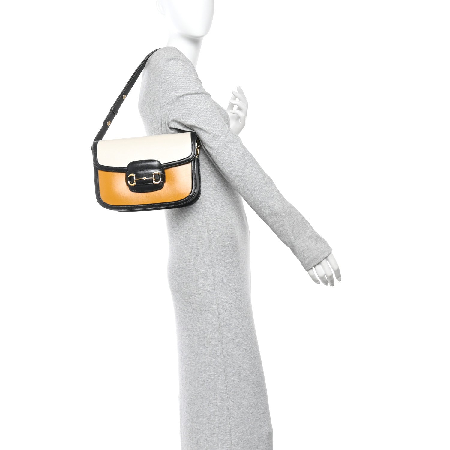 Gucci Azalea Calfskin Tri-Color Horsebit 1955 Shoulder Bag Mystic White Sun Oil Black 2 of 11