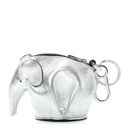 Loewe Metallic Calfskin Mini Elephant Coin Purse Silver 1 of 5