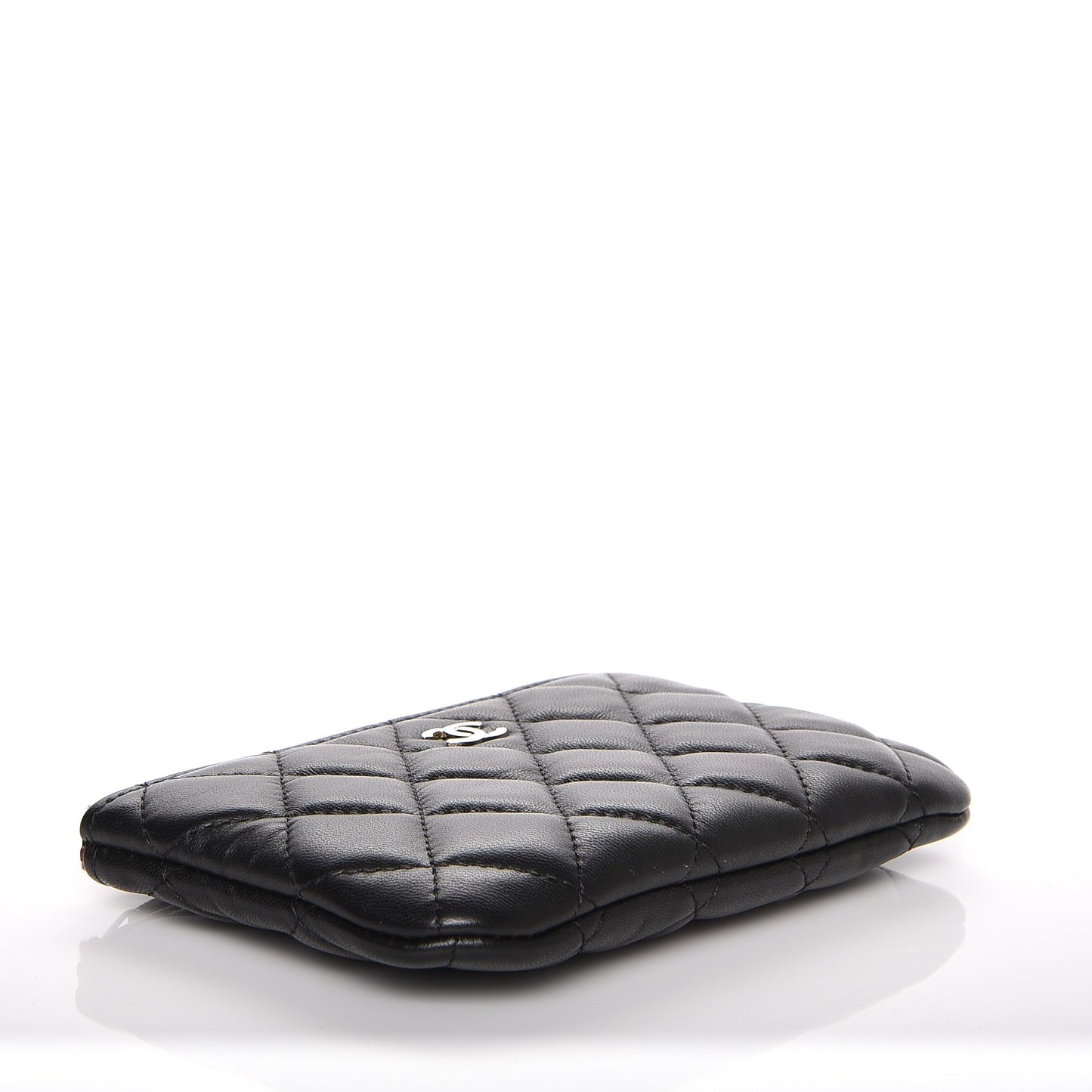 Lambskin Quilted Small Cosmetic Case Black