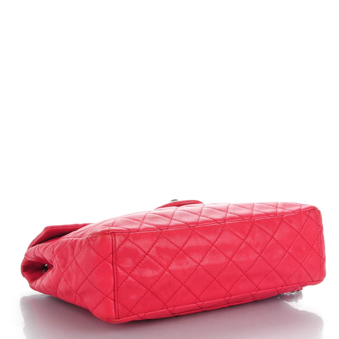 Washed Caviar Quilted Maxi Single Flap Fuchsia