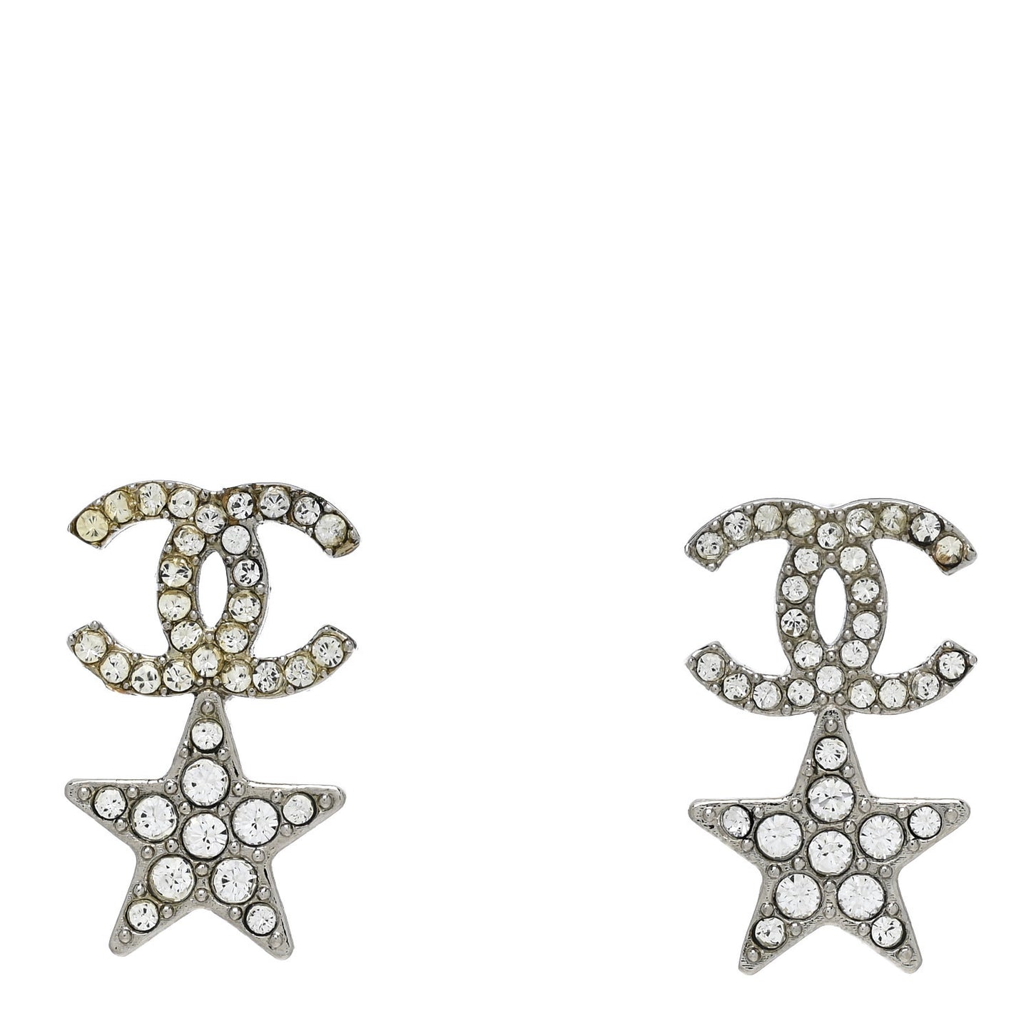 Crystal CC Starfall Drop Earrings Silver