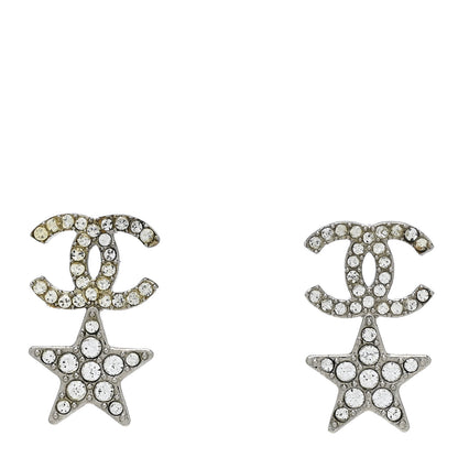 Chanel Crystal CC Starfall Drop Earrings Silver 1 of 4