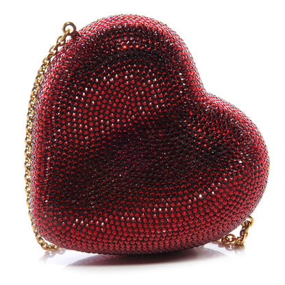 Judith Leiber Crystal Heart Minaudiere Clutch Red 1 of 7