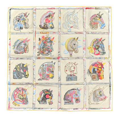Hermes Silk Chevaloscope Scarf 90 White Bleu Multicolor 1 of 6