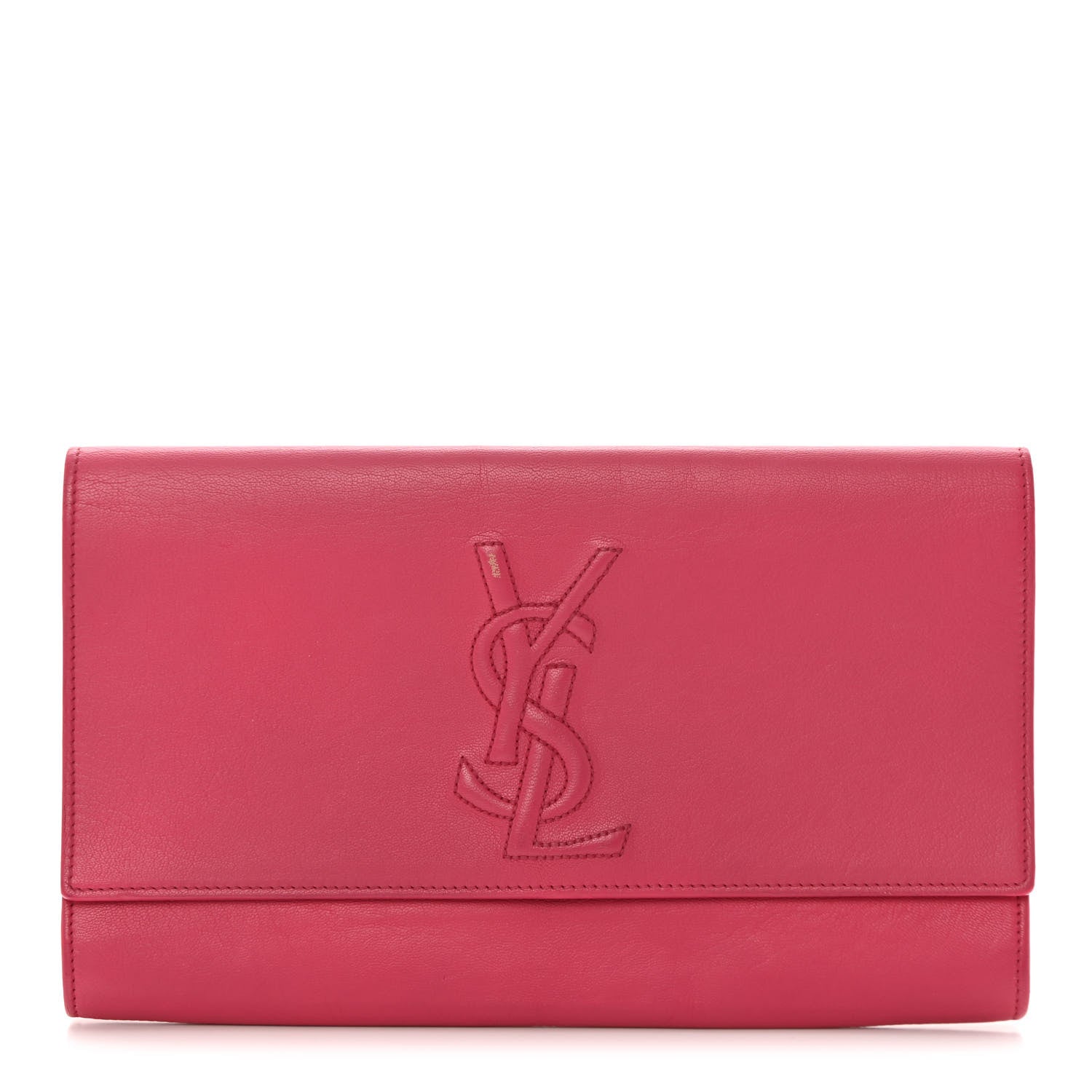 Saint Laurent Goatskin Monogram Large Belle De Jour Clutch Lipstick Fuchsia 1 of 12