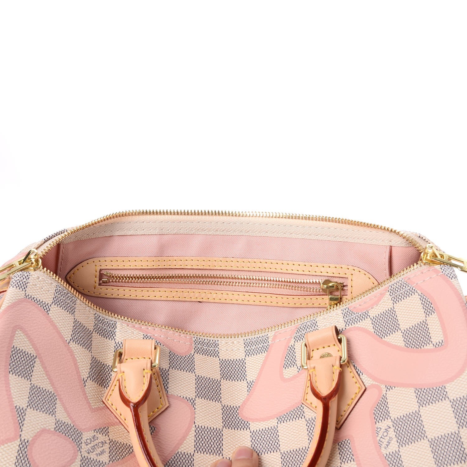 Louis Vuitton Damier Azur Tahitienne Speedy Bandouliere 30 Rose Ballerine 8 of 9