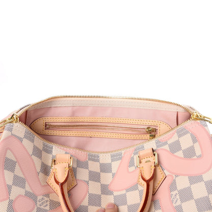 Louis Vuitton Damier Azur Tahitienne Speedy Bandouliere 30 Rose Ballerine 8 of 9