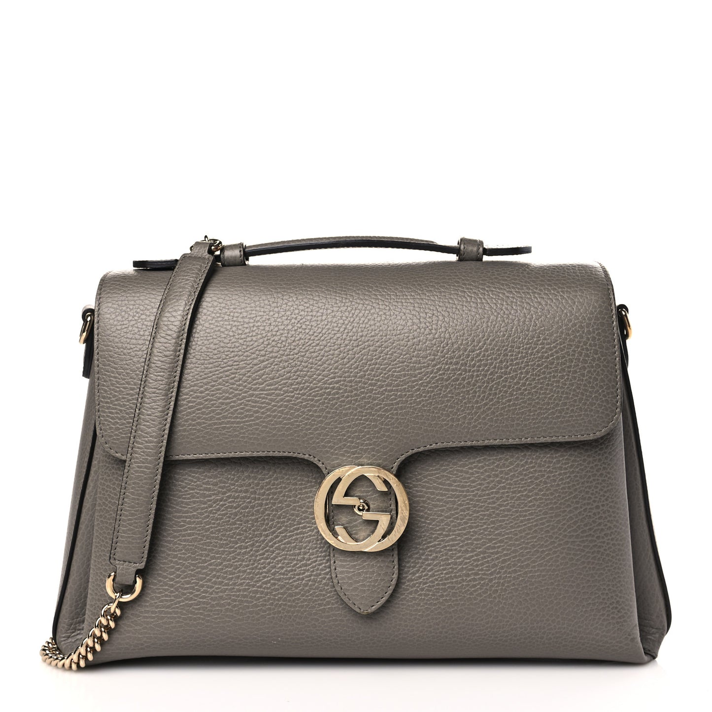 Dollar Calfskin Medium Interlocking G Top Handle Shoulder Bag Loess