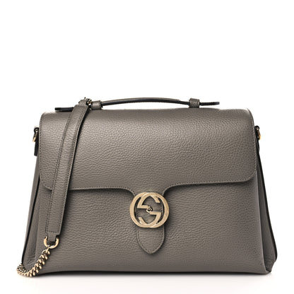 Gucci Dollar Calfskin Medium Interlocking G Top Handle Shoulder Bag Loess 1 of 10