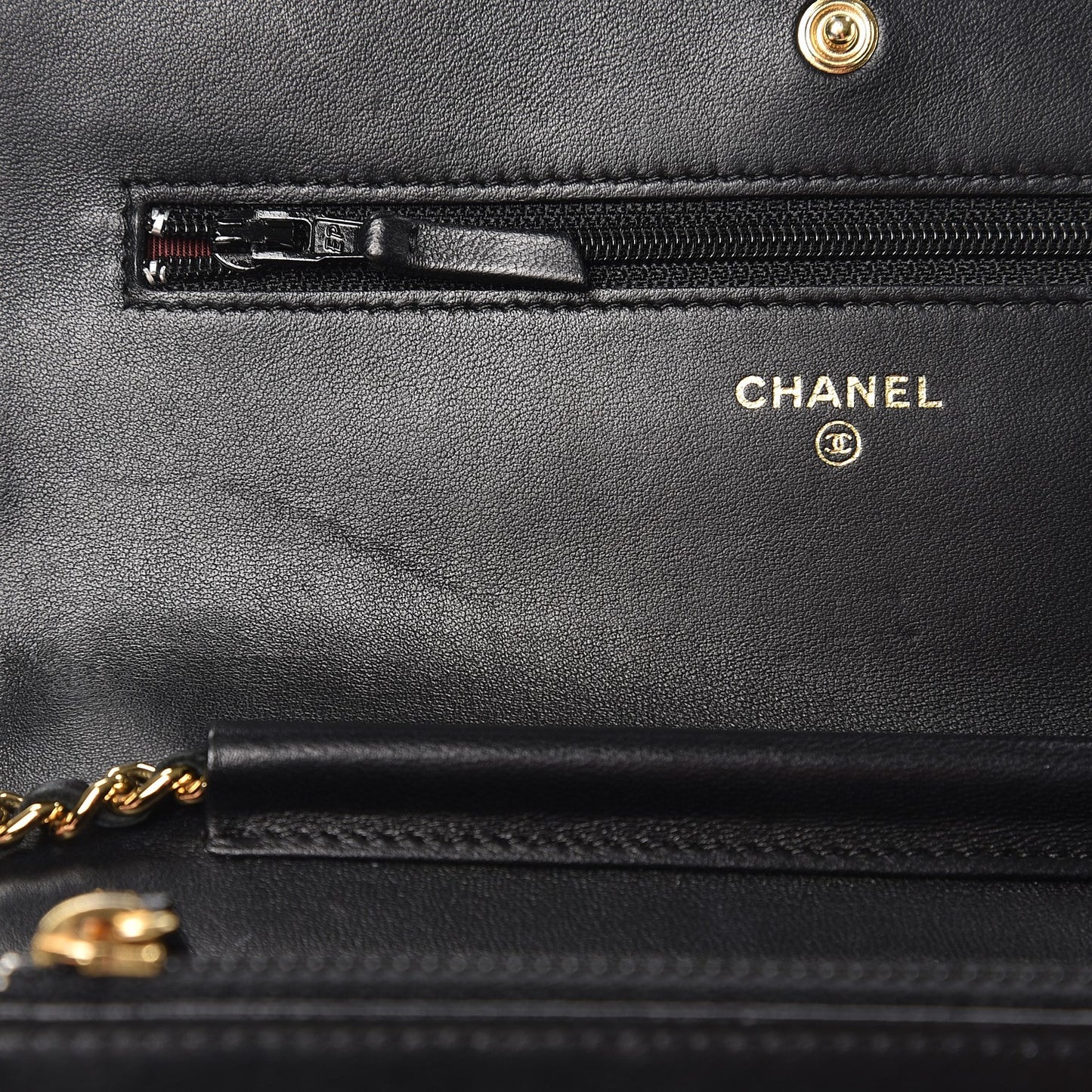 Lambskin Quilted Wallet On Chain WOC Black
