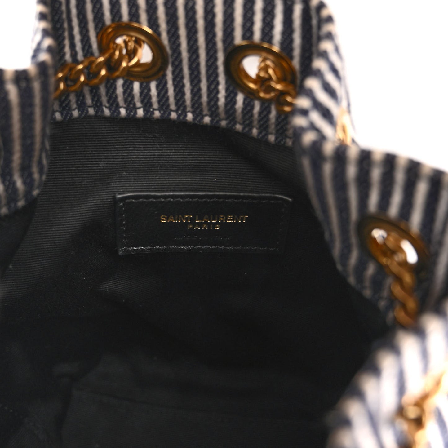Canvas Striped Nano Joe Bucket Bag Deep Marine Cream