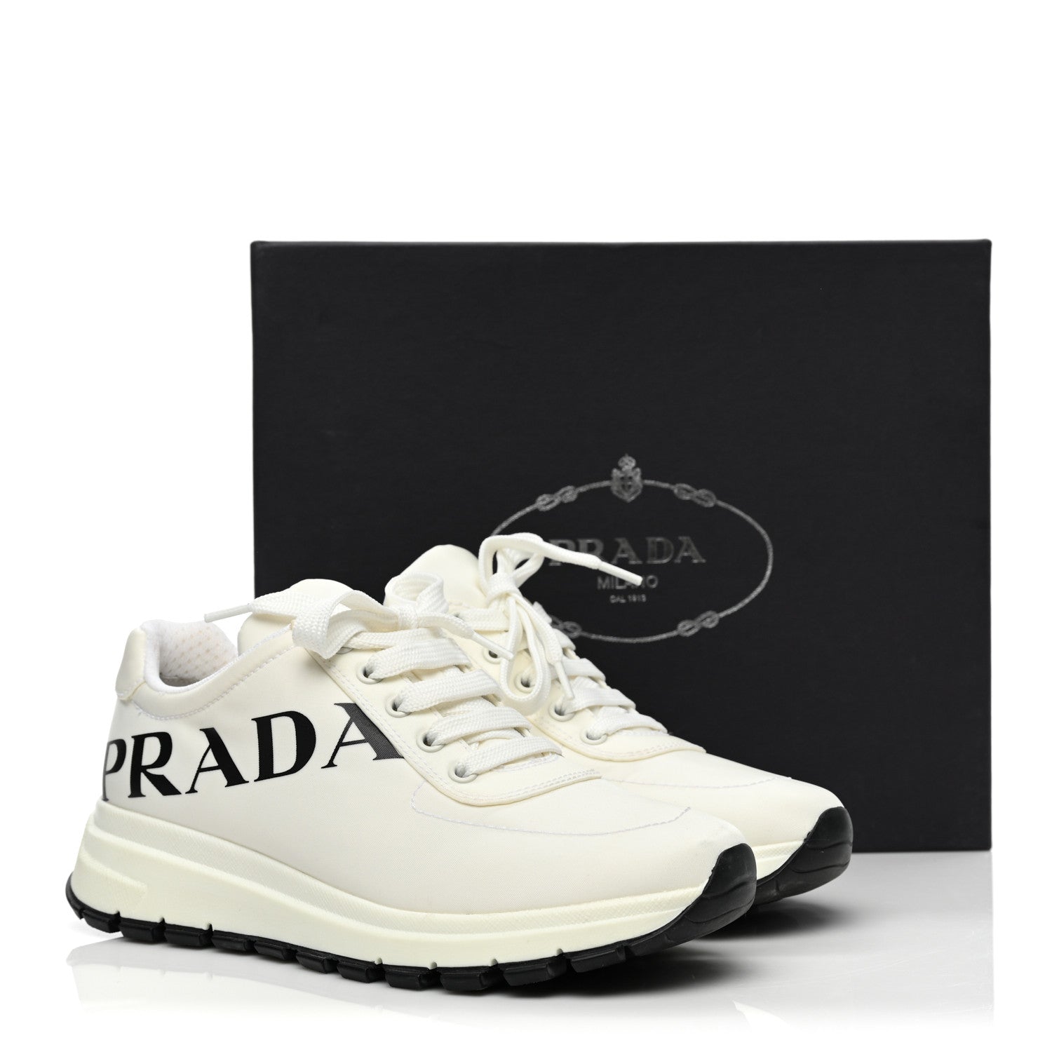 Prada Nylon Gabardine Logo Sneakers 38 White 10 of 10