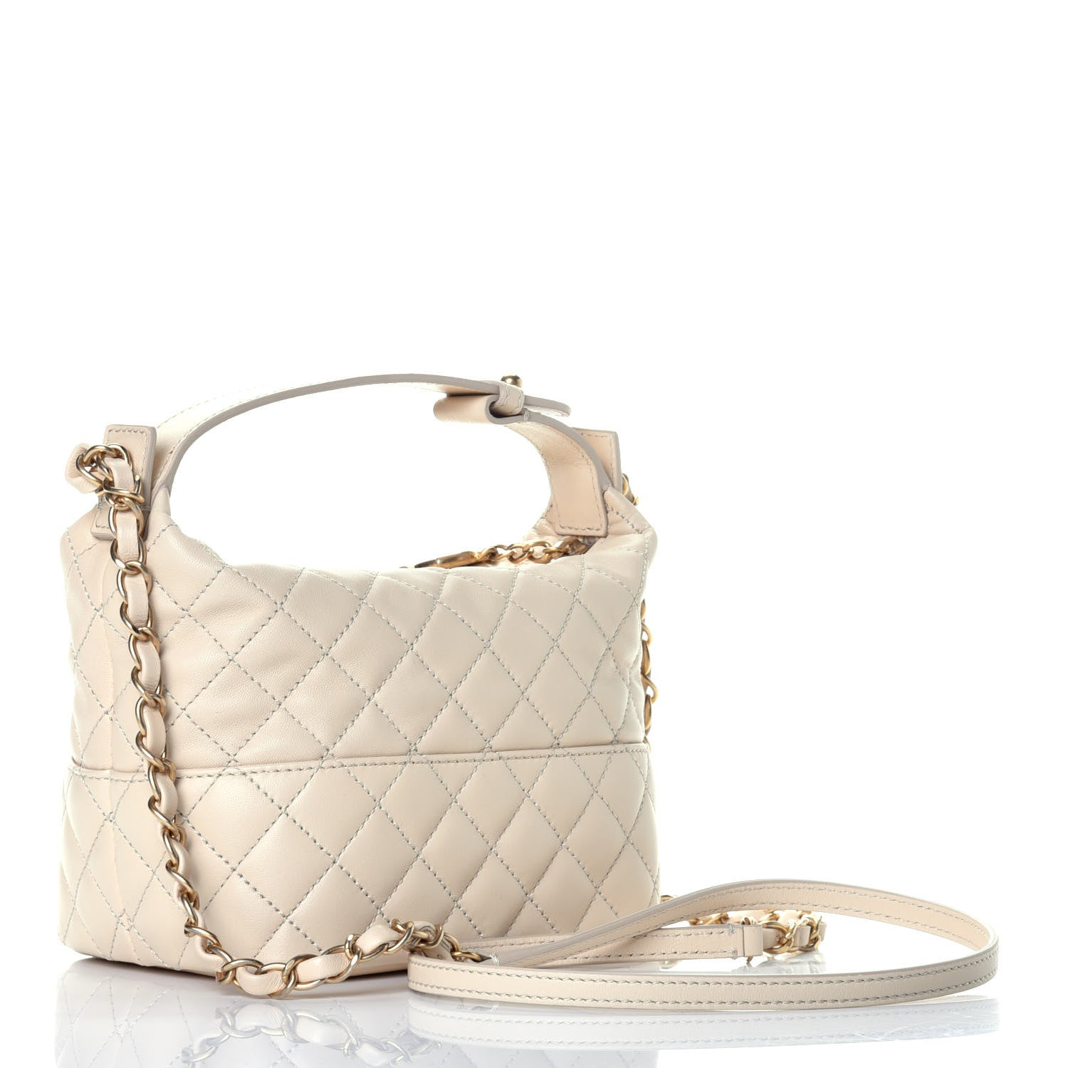Chanel Lambskin Quilted Small Hobo Beige 4 of 12