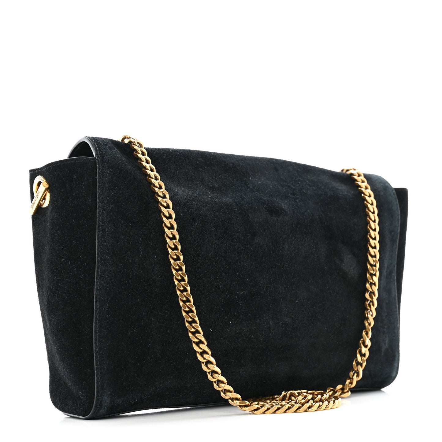 Smooth Calfskin Suede Medium Reversible Monogram Kate Satchel Black