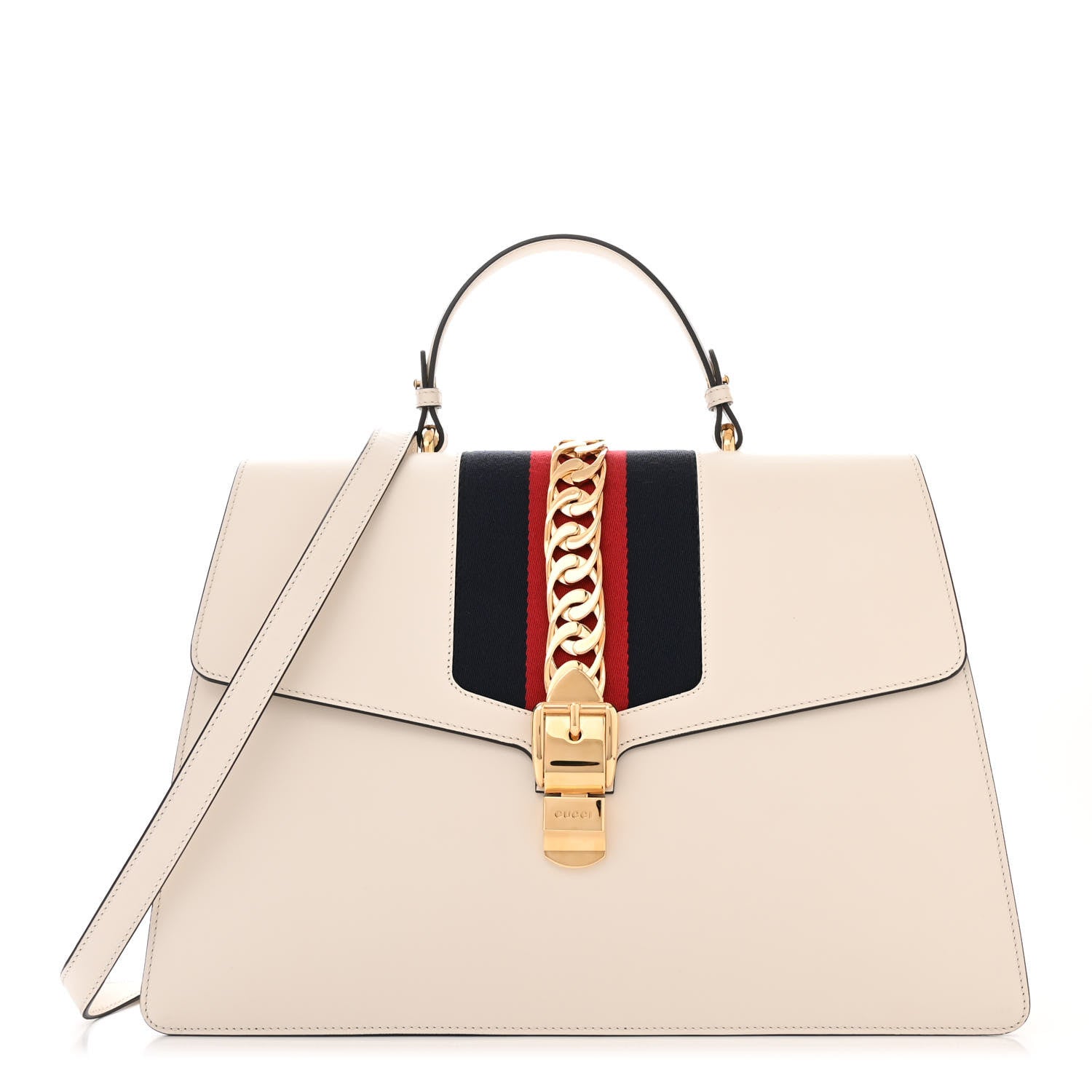 Gucci Calfskin Maxi Sylvie Top Handle Bag White 1 of 10