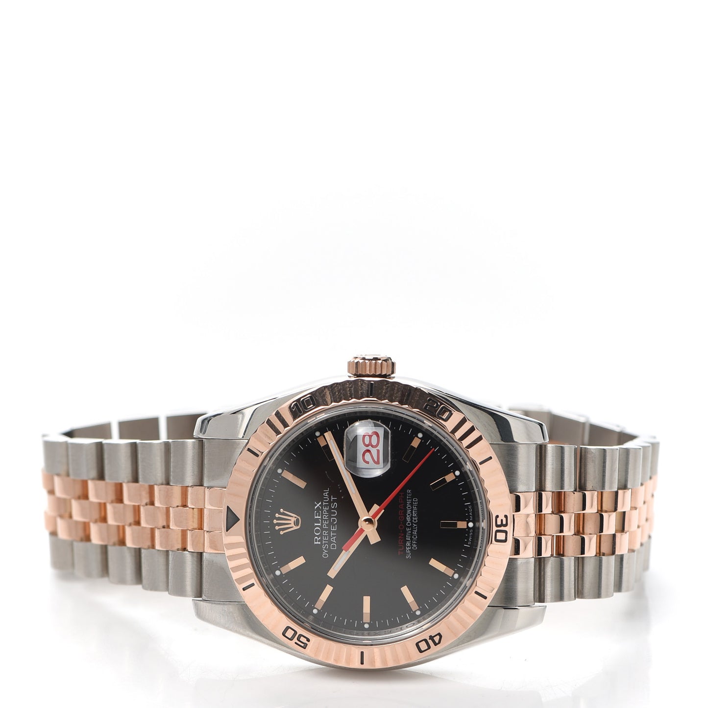 Stainless Steel 18K Everose Gold 36mm Oyster Perpetual Datejust Turn-O-Graph Watch Black 116261