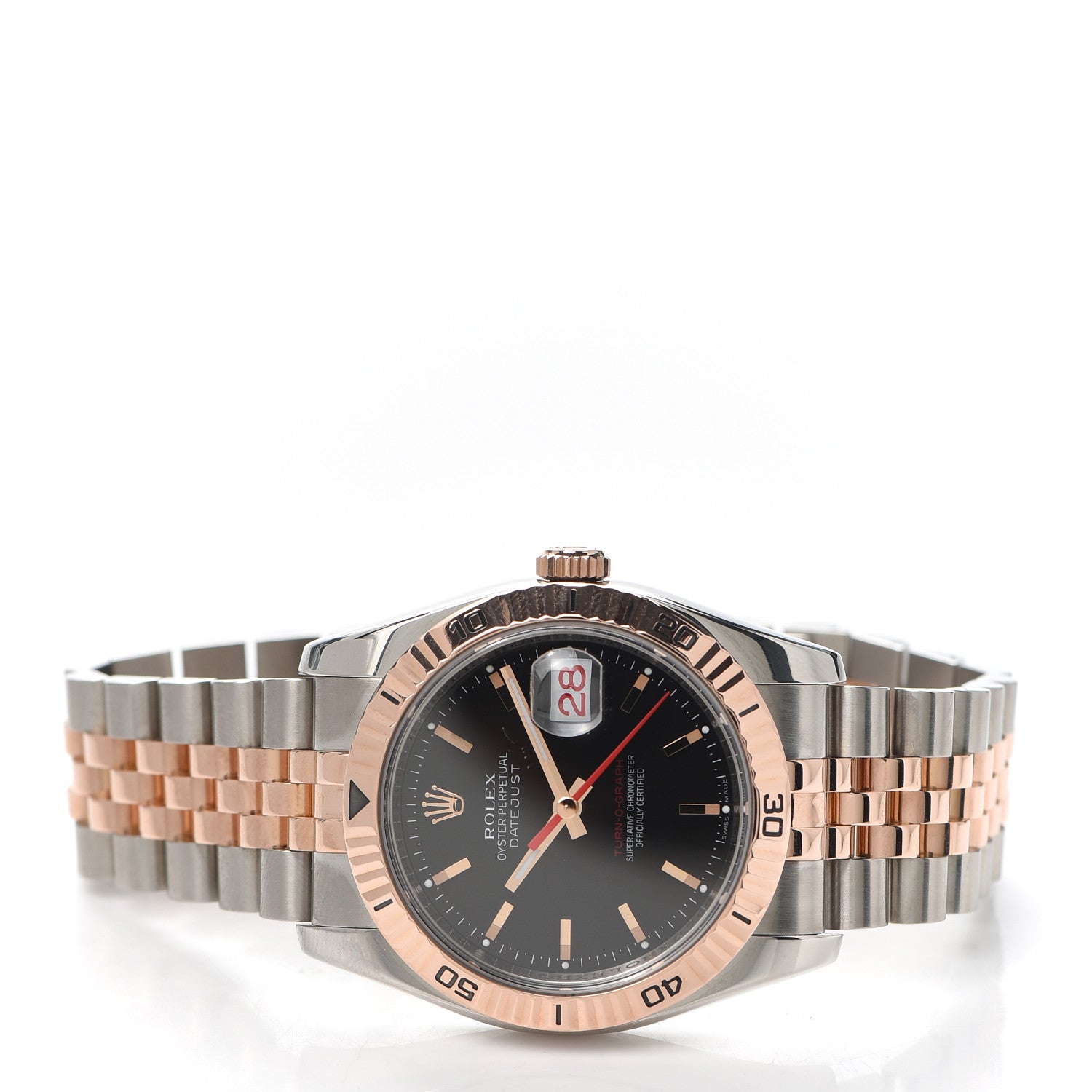 Rolex Stainless Steel 18K Everose Gold 36mm Oyster Perpetual Datejust Turn-O-Graph Watch Black 116261 2 of 5