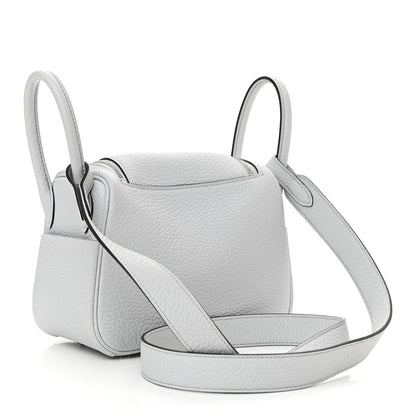 Hermes Taurillon Clemence Mini Lindy 20 Bleu Pale 3 of 10