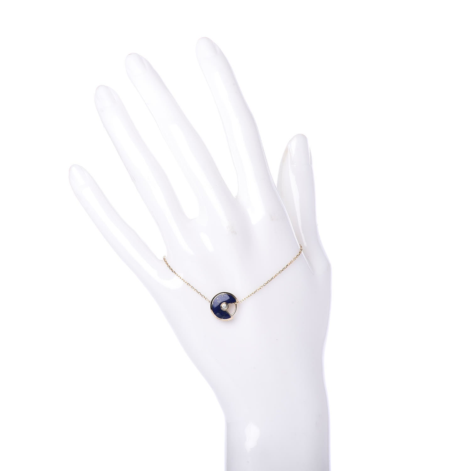 Cartier 18K Yellow Gold Diamond Lapis Lazuli Amulette de Cartier Bracelet 2 of 6