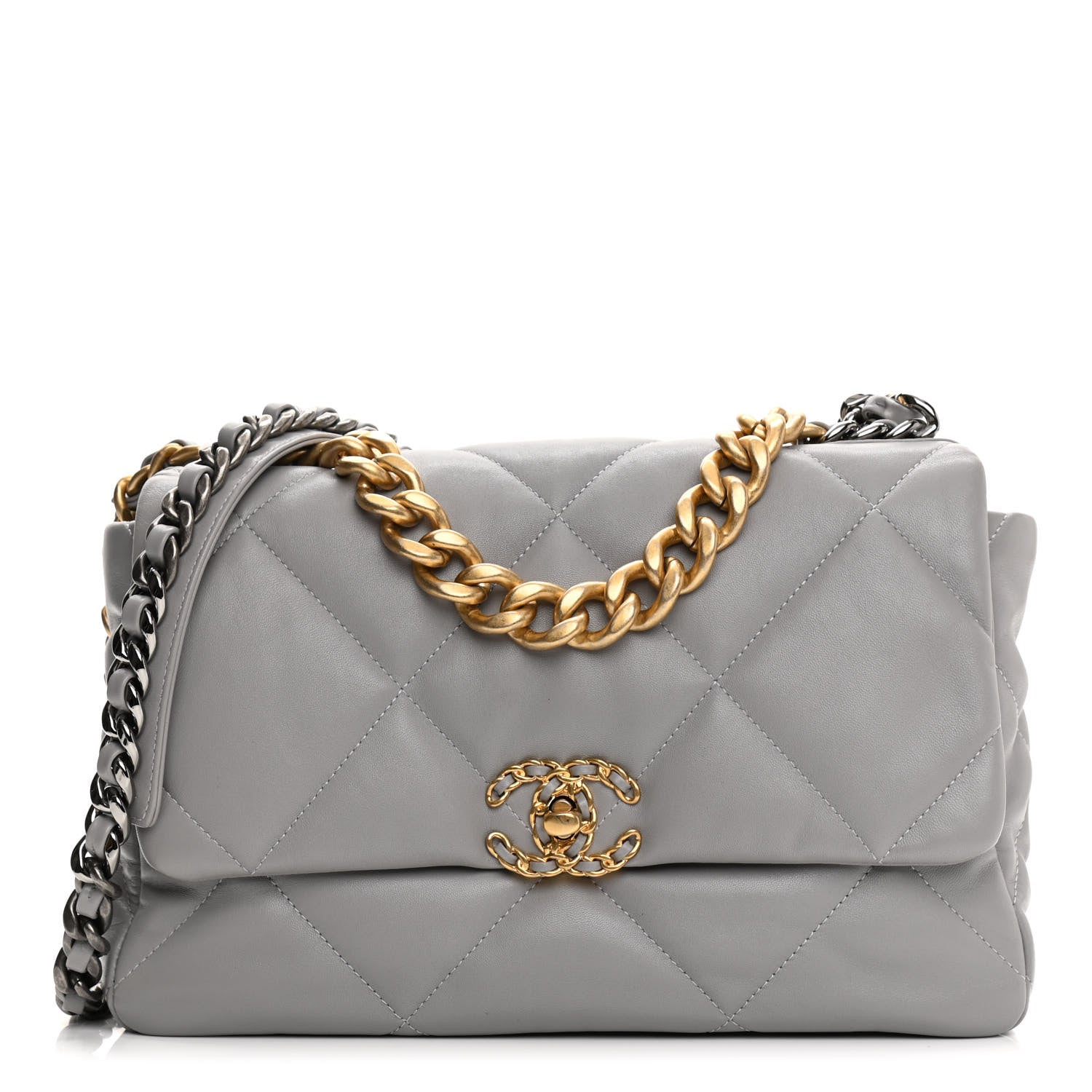 Chanel Lambskin Quilted Large Chanel 19 Flap Grey 1 of 11