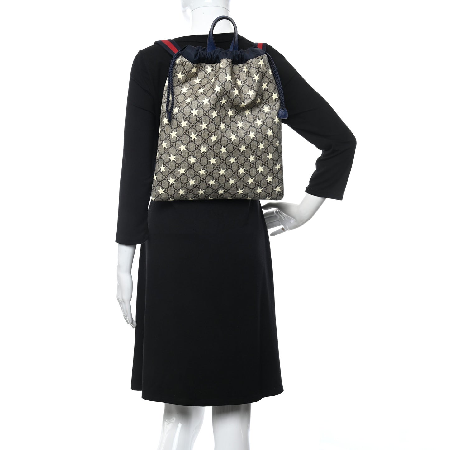 Soft GG Supreme Monogram Stars Childrens Drawstring Backpack Beige Ebony Yellow Royal