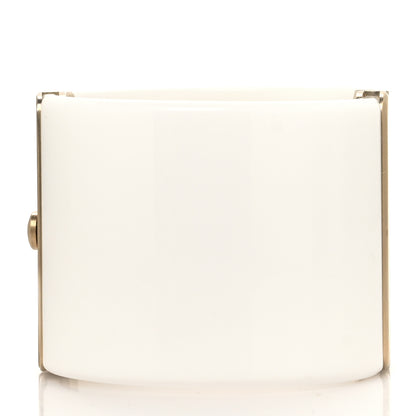 Chanel Resin Gingham CC Cuff White Pink 3 of 5