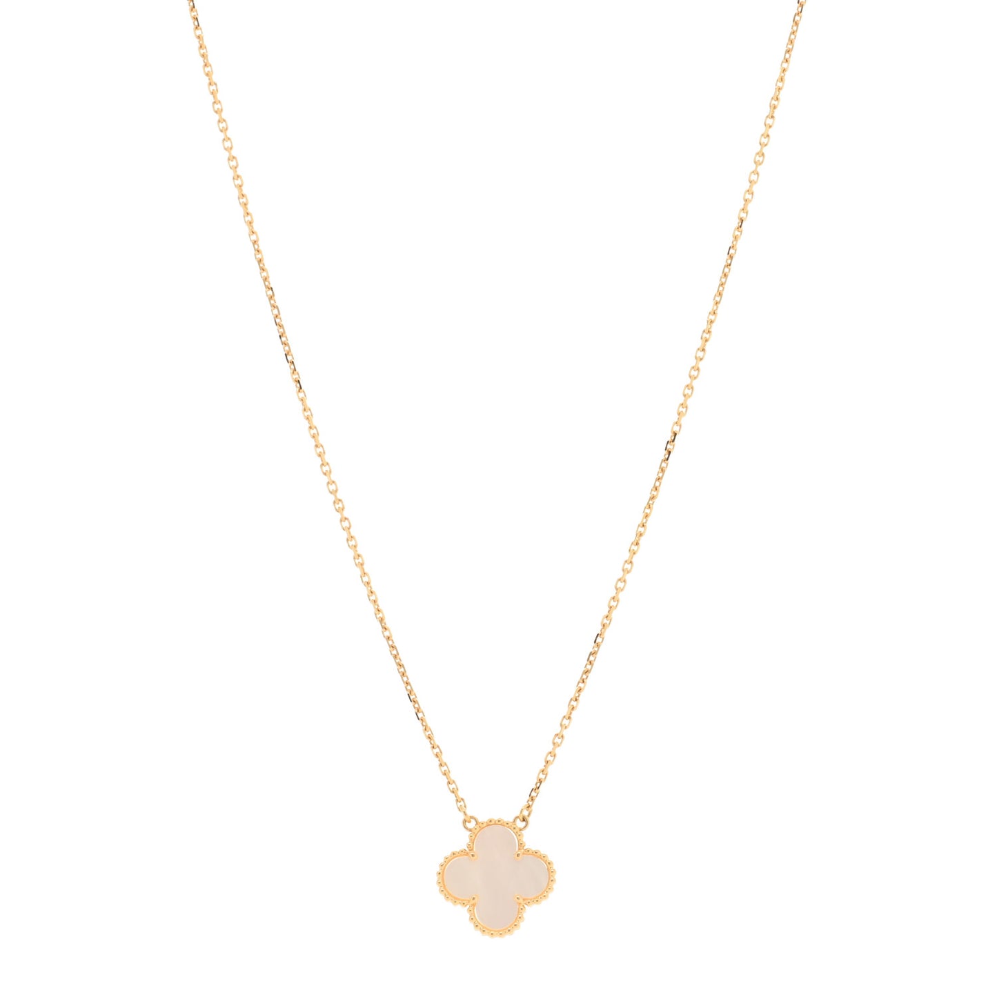 18K Yellow Gold Mother of Pearl Vintage Alhambra Pendant Necklace
