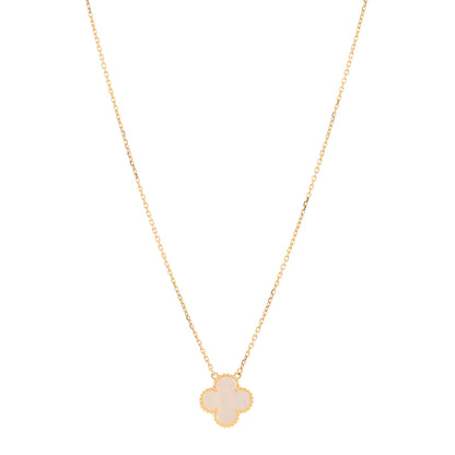 Van Cleef & Arpels 18K Yellow Gold Mother of Pearl Vintage Alhambra Pendant Necklace 1 of 4