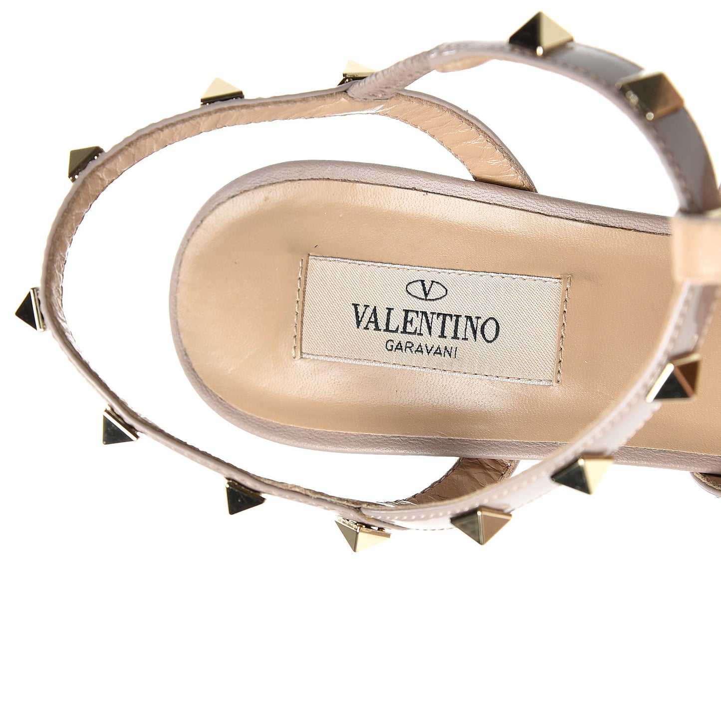 Patent Rockstud Gladiator Mid-Heel Sandals 39 Poudre