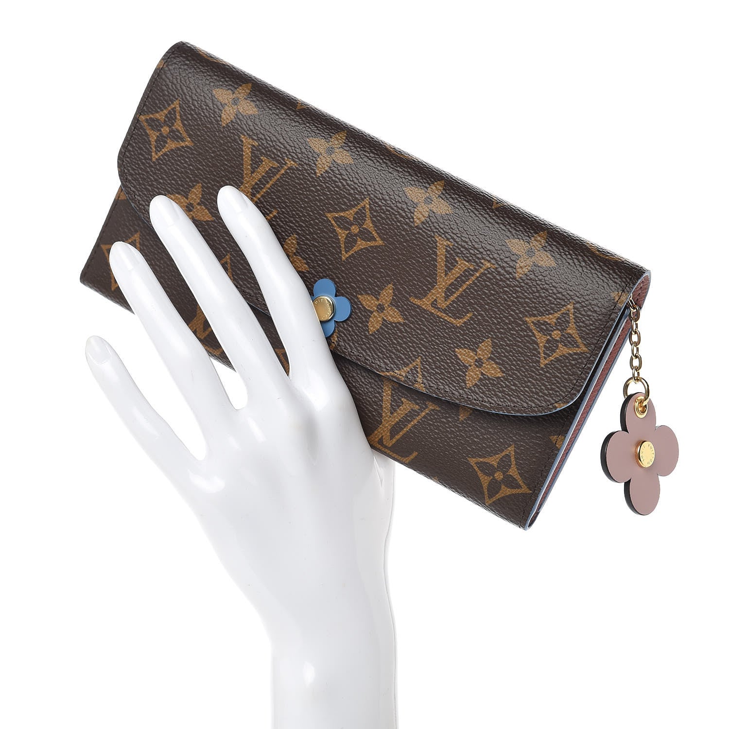 Louis Vuitton Monogram Bloom Flower Emilie Wallet Blue Jean 2 of 8