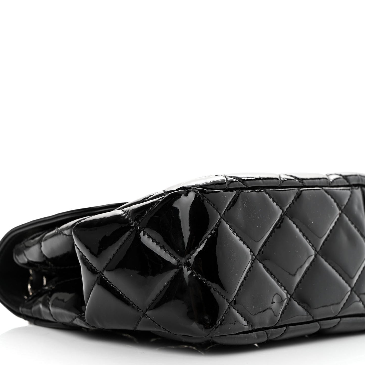 Patent Quilted Large Coco Shine Flap Black