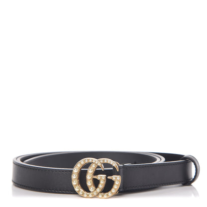 Gucci Calfskin Pearl Double G 20mm Belt 100 40 Black Cream 1 of 6