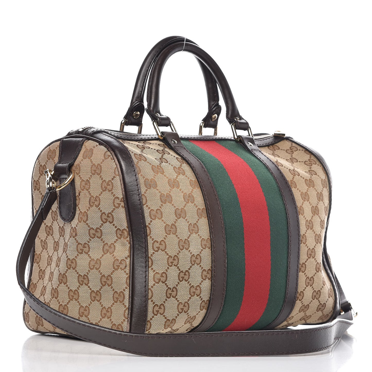 Monogram Vintage Web Medium Boston Dark Brown