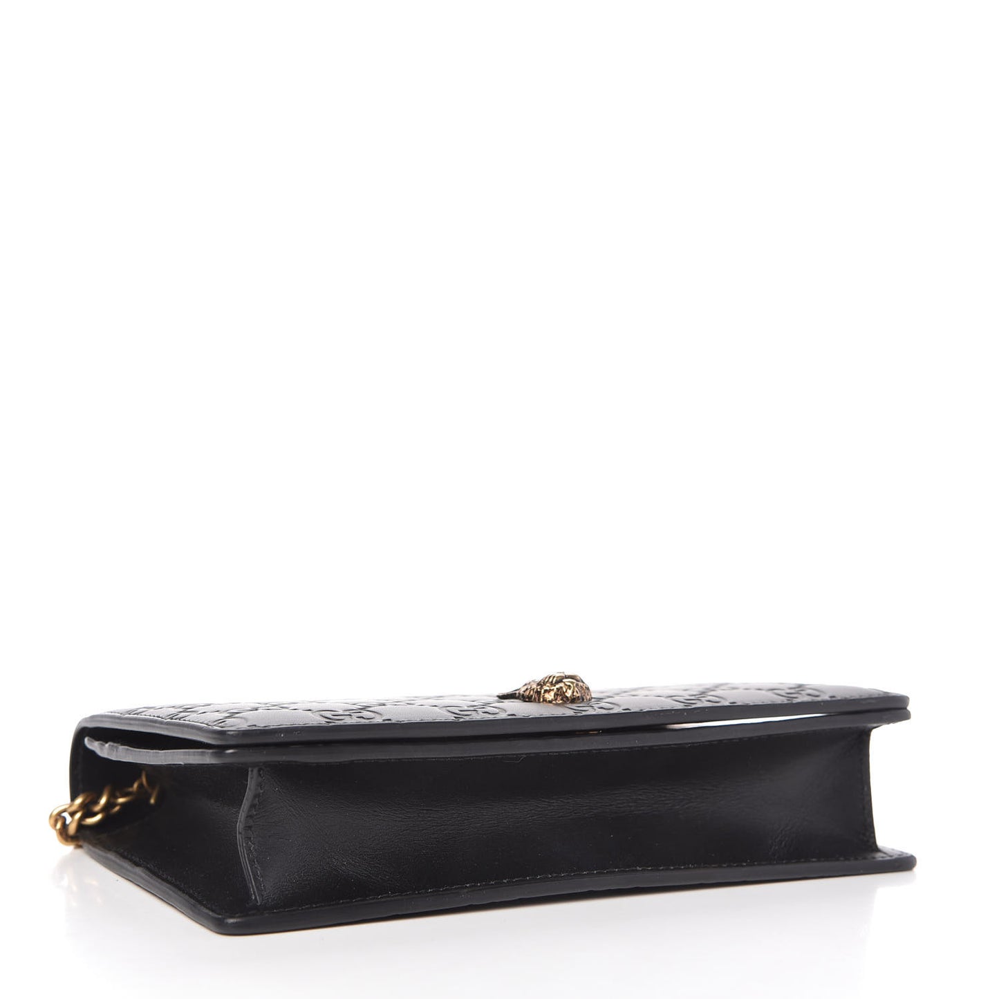 Guccissima Signature Crystal Cat Chain Wallet Black