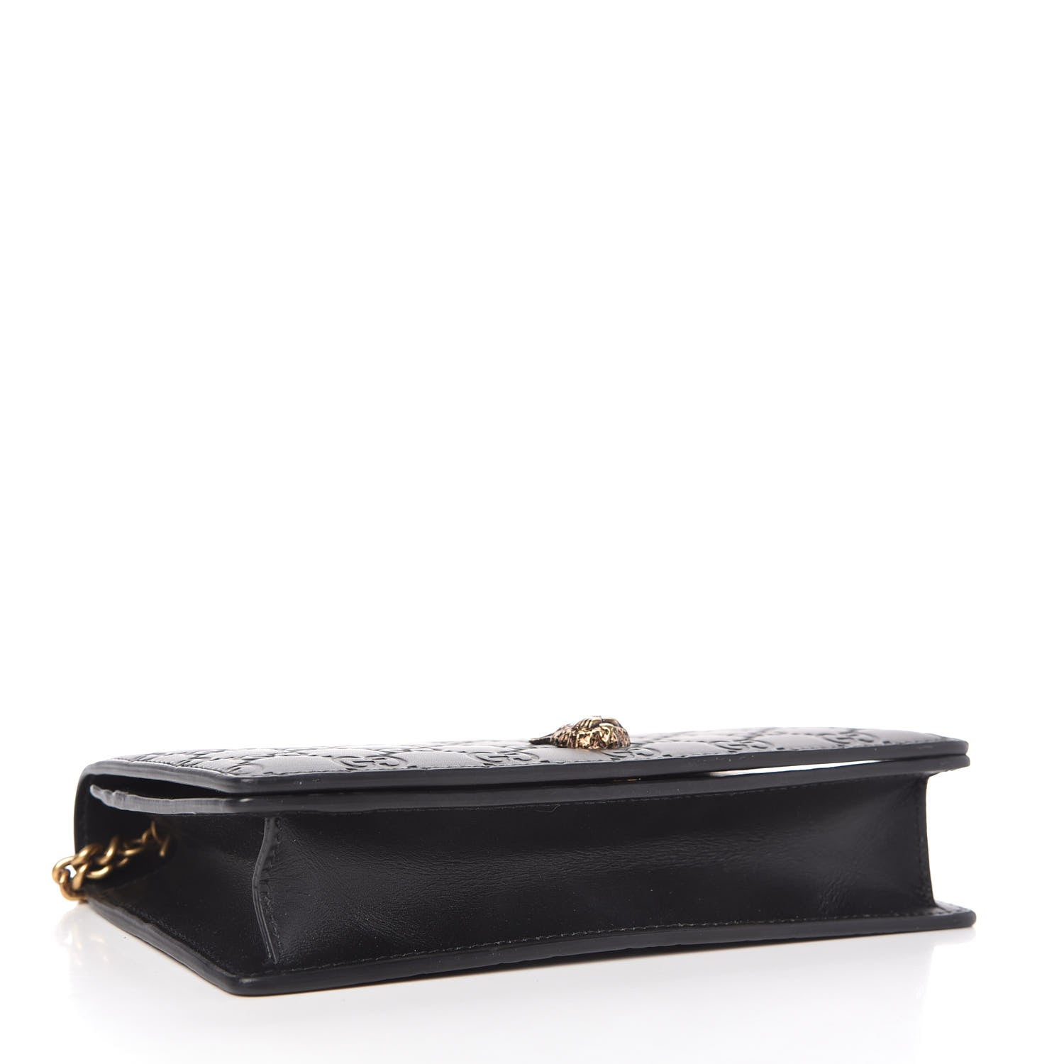 Gucci Guccissima Signature Crystal Cat Chain Wallet Black 4 of 11