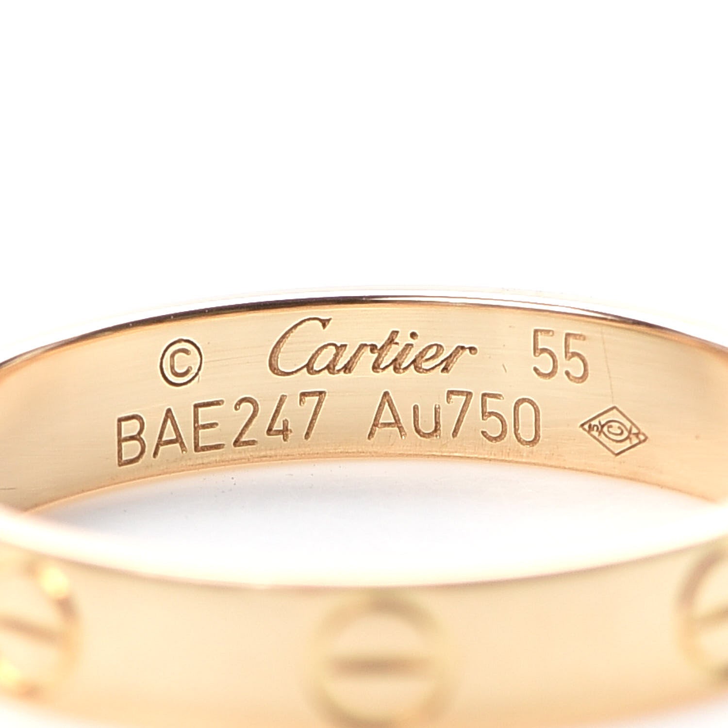 Cartier 18K Yellow Gold 3.5mm LOVE Wedding Band Ring 55 7.25 4 of 5