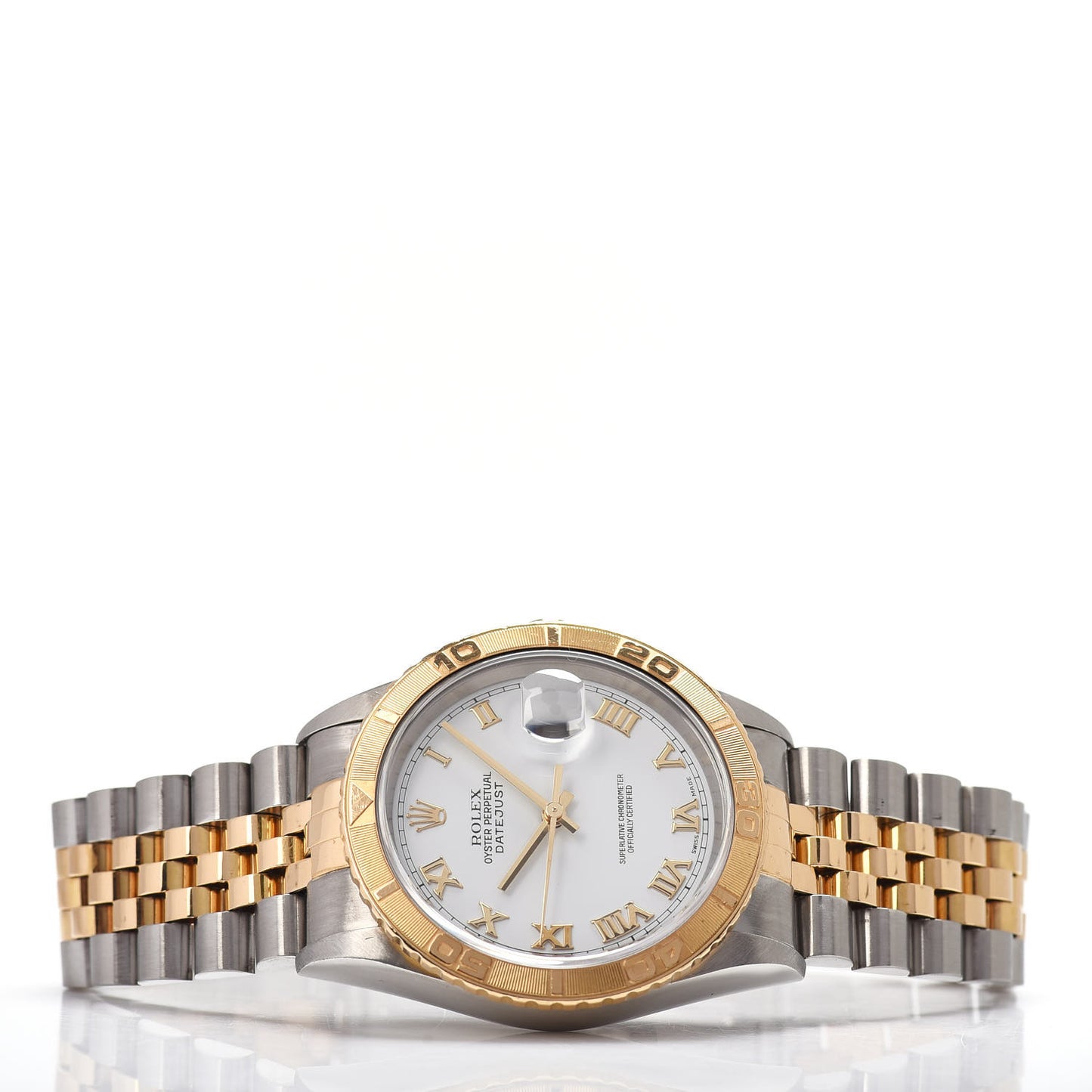 Stainless Steel 18K Yellow Gold 36mm Oyster Perpetual Datejust Watch White Roman 16263