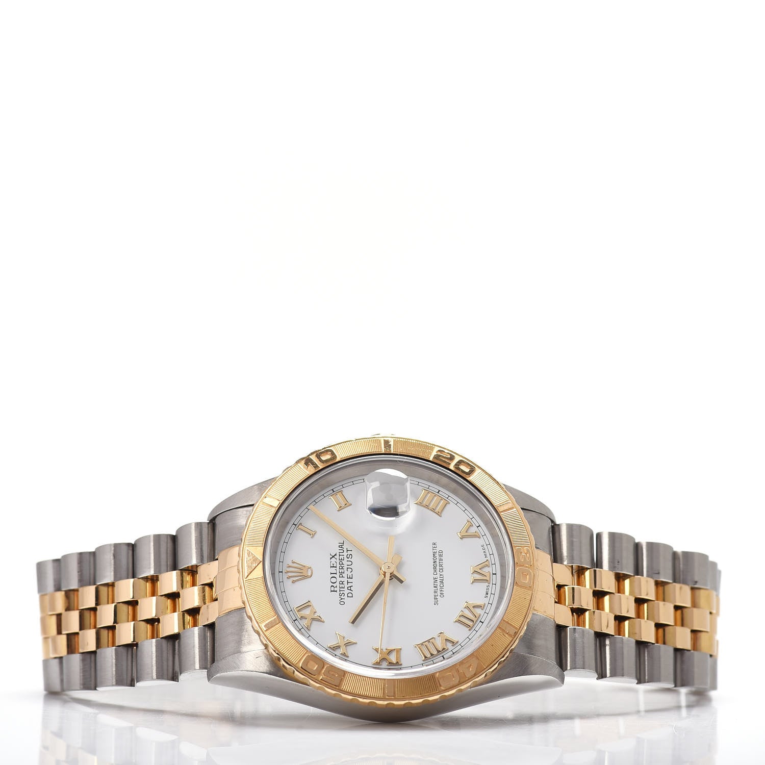Rolex Stainless Steel 18K Yellow Gold 36mm Oyster Perpetual Datejust Watch White Roman 16263 2 of 5
