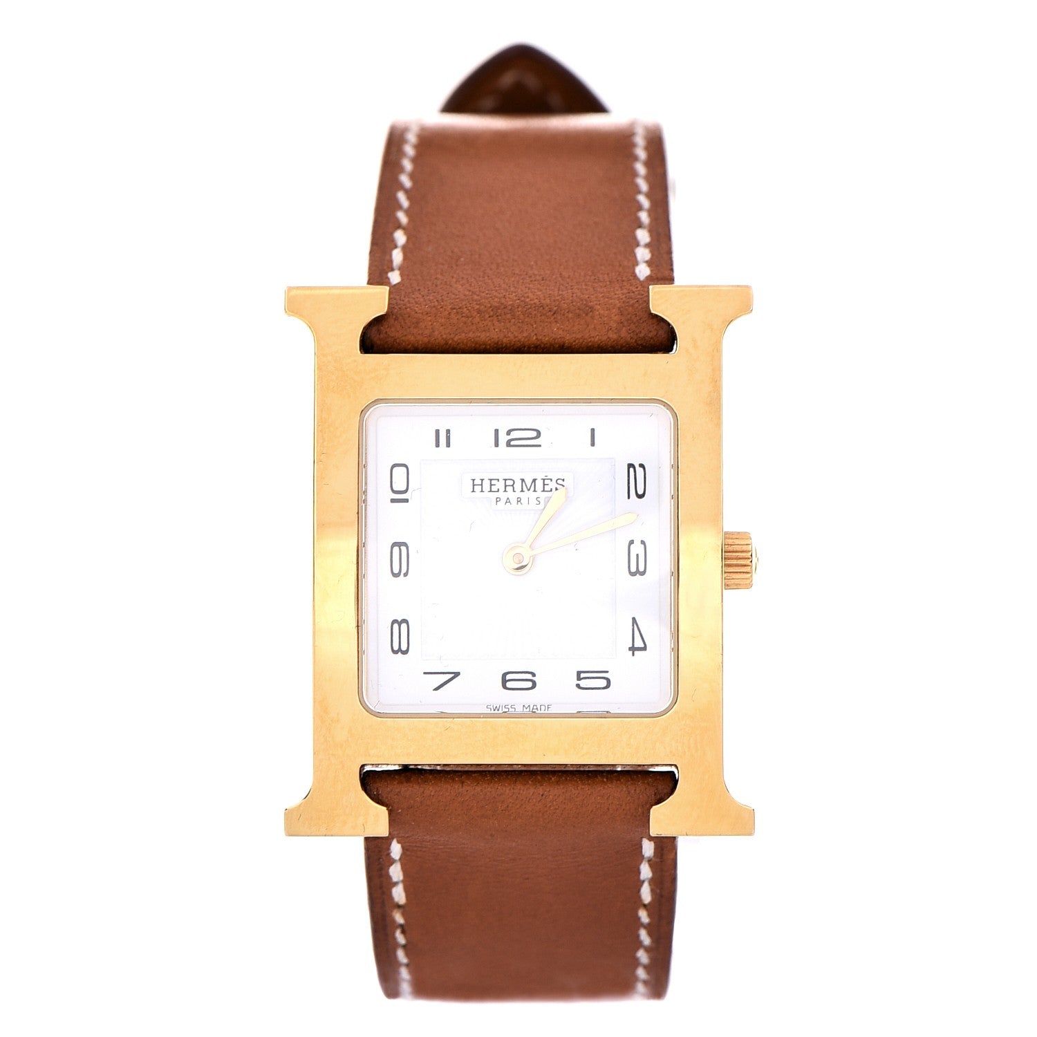 Hermes Stainless Steel Barenia 26mm Heure H Hour Quartz Watch Fauve 1 of 12