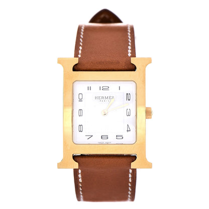 Hermes Stainless Steel Barenia 26mm Heure H Hour Quartz Watch Fauve 1 of 12