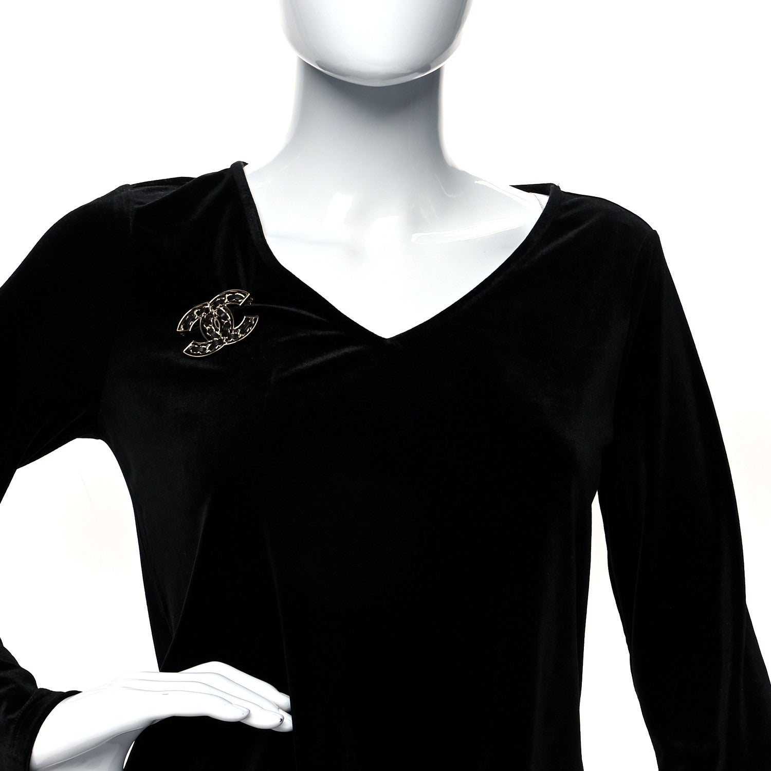 Chanel Lambskin Chain CC Brooch Black Gold 2 of 3